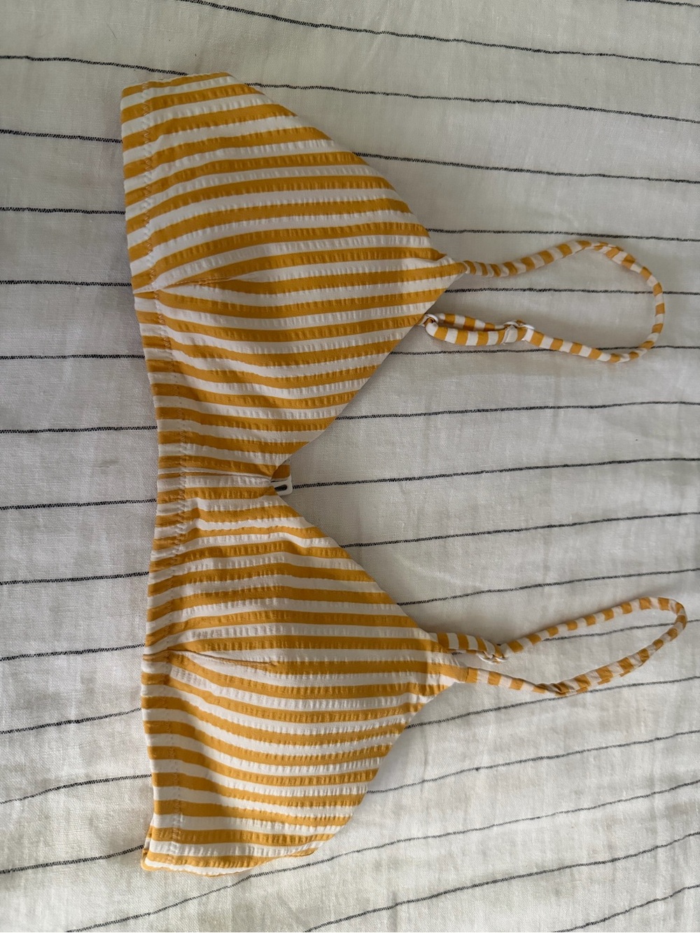 Lululemon Yellow and White Striped Bikini Top